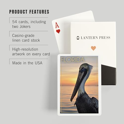 Lantern Press Florida Pelican Baraja de 52 cartas póker miniatura 3