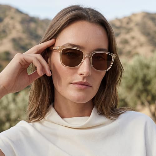 Image of CARFIA Acetate Polarized Sunglasses for Men UV400 Protection Classic Retro Square Shades Driving Glasses