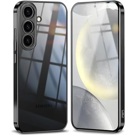 Guuboly for Samsung Galaxy S24 Case Crystal Clear,Military Grade Drop Shockproof Protection Flexible Bumper,Transparent Thin Cover for Galaxy S24,Black Cover