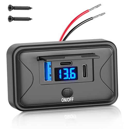 90W 12V USB Outlet Panel Wall Mount, Dual 36W USB C and QC 3.0 18W Car USB Port Charger with...