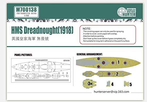 HMS Dreadnought 1918 feuille de masquage Woodhunter pour éviter les bavures de peinture