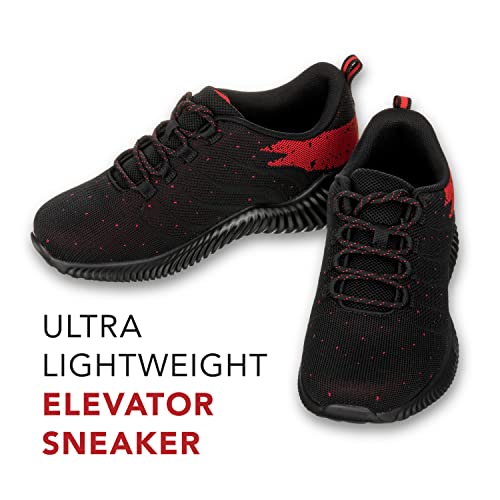 Image of CALTO Men's Invisible Height Increasing Elevator Shoes - Black /Red Ultra Lightweight Sporty Sneakers - 2.8 Inches Taller - Q215 - Size 13 D(M) US