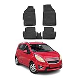 OMAC Floor Mats Liner for Chevrolet Spark 2013-2015 Black TPE All-Weather 4 Pcs