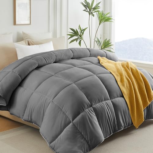 Image of L LOVSOUL Down Alternative Queen Comforter Duvet Insert,All Season Duvet Insert with Corner Tabs,Grey Comforter Queen Size 90x90Inches