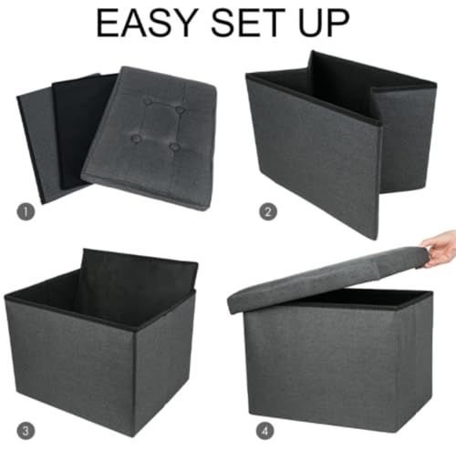 Tabouret pour entrée pliable gain de place avec coffre de rangement intégré - 7