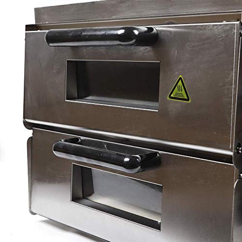DONNGYZ Electric Pizza Oven Commercial Double Deck Bake Oven Machine Stainless Steel Ceramic Stone Toaster Suitable for Restaurant Kitchen 3000W(US Stock) - Thumbnail 3
