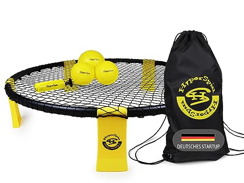 HyperSpin Roundnet Set Outdoor | Ballspiel für Garten, Strand, Park & Camping | Komplettset mit Spielnetz, 3 Bällen, Pumpe & Tragetasche | Sportspiel für Kinder, Jugendliche & Erwachsene | 2–4 Spieler