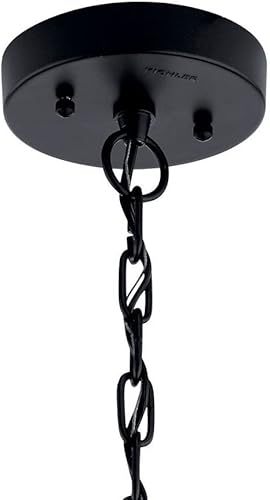 Miniatura 3 de Kichler Lighting Mercer - Colgante de 24 pulgadas, 1 luz para exteriores con cristal transparente sembrado en acabado negro