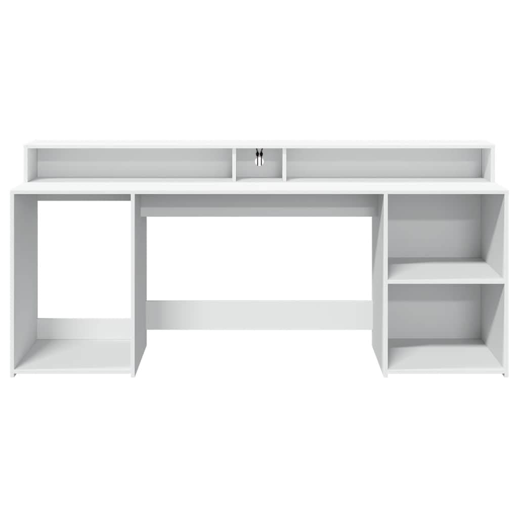 vidaXL Biurko z podświetleniem LED, białe, 200x55x91 cm