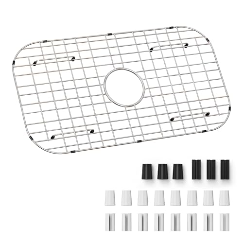 Sink Protector Grid 26-1/16 x 14-1/16,Centered Drain with Corner Radius 3-1/2, Stainless Steel Material(Centered Drain)