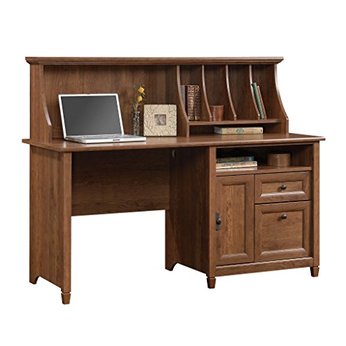 Sauder Edge Water Computer Desk With Hutch, Auburn Cherry finish