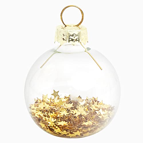 1 Pack de 6 Marcasitios con forma de Adornos Navideños transparente con estrellas dentro de 4 x 5,5 cm - 6 marcasitios con estrellas doradas en su interior - Eventos, Navidad, Nochevieja.