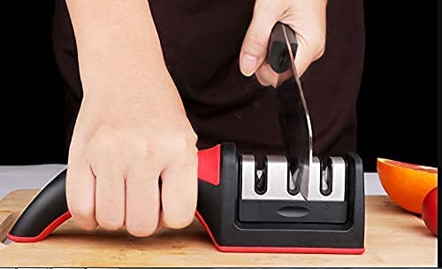 HSWYJJPFB Messerschärfer Profi Messerschleifer 3 in 1 langlebig, rot, geeignet für Haushalt, Reparatur, Hilft bei der… – Bild 7