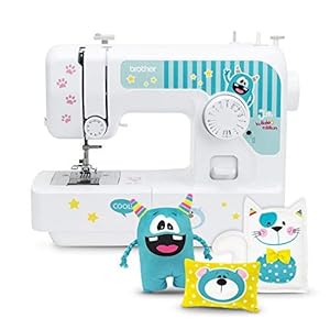Brother J14s Kindernähmaschine kullaloo edition inkl. Fingerschutz, Stickerbogen & Anfänger-Nähset KINDERLEICHT Nähkurs "Little Friends"