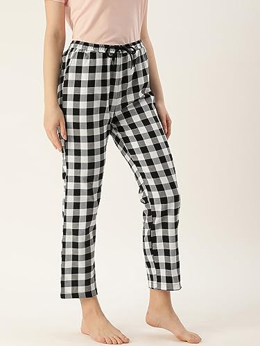 Image of KRYPTIC Women's 100% Pure Cotton Woven Pyjama | Mid Rise Relaxed Fit Full Length Nightwear Pant with Elasticated Drawstring Waistband & Side Pocket | Comfortable Lounge, Sleepwear & Casual Bottom Wear