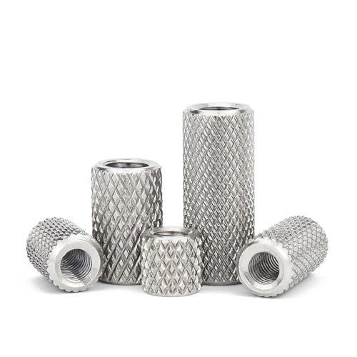 2/5 pz Rotondo Zigrinato Accoppiamento Dado M3 M4 M5 M6 M8 M10-M16 in Acciaio Inox Lungo Estensione Pollice Stringere Dadi(D10xM5x10 (5pcs))