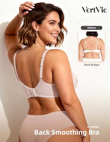 Image of Vertvie Minimizer Bra for Women Underwire Full Coverage | Supportive for Heavy Breasts, Unlined Soft Lace, Lightweight, Comfortable, Adjustable, Flattering for Plus Size Everyday Wear