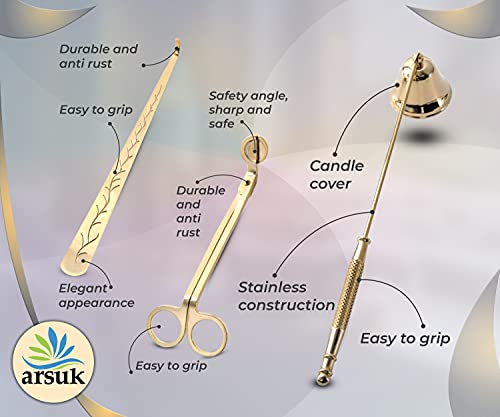 Éteignoir bougie ensemble d'accessoires d'entretien en acier inoxydable durable ARSUK