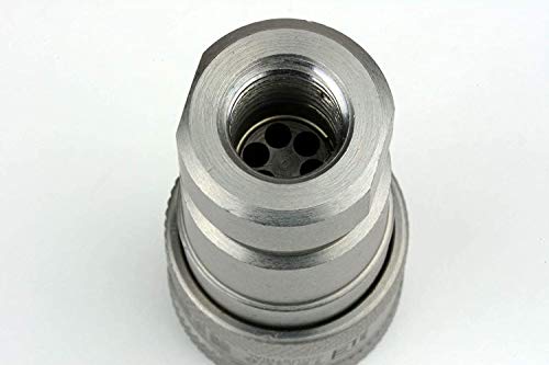 Image of TEMCo 1 /4 inch Female NPT Thread 1 /4 inch Body Pair Hydraulic Coupler ISO 7241B Ball Valve Quick Connect for Tractors and Ag Equipment Fits Pioneer Parker Format - HF0057 (HF0055 + HF0056)
