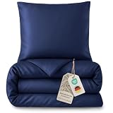 LAYNENBURG Premium Lyocell Bettwäsche in 135x200 + Kissenbezug 80x80 cm - 100% Lyocell Tencel aus u.a Eukalyptus – Oeko-TEX 100 - kühlende Sommer-Bettwäsche mit Reißverschluss (dunkelblau)