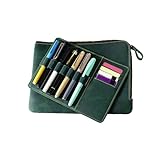 Astuccio multifunzione in pelle con vassoio rimovibile per inserire 7 scomparti elastici e scomparti multipli, organizer per fontane con vassoio rimovibile