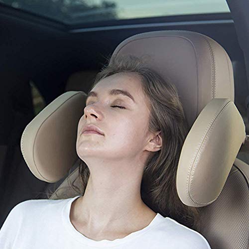 Almohada reposacabezas para asiento de auto beige miniatura 7