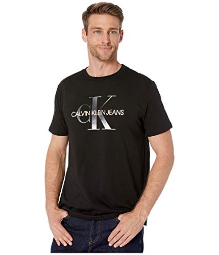 Calvin Klein Men's Short Sleeve Monogram Logo T-Shirt Shirt, Black Gold, X-Large