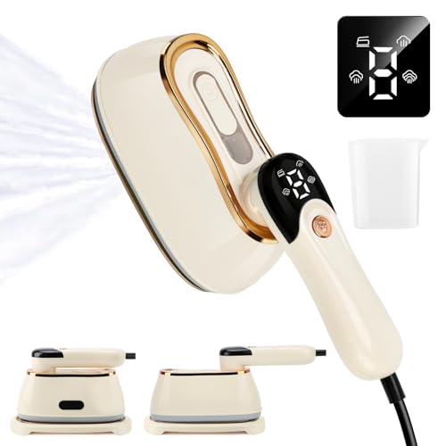 Travel Clothes Steamer 1200W, Small Steam Iron handheld, Portable Hand Steamers for Clothing - 4 Steam Levels Output, 180ml Water Tank, LCD Screen, Rotatable Handle, Fast Heat-up, Travel Essentials