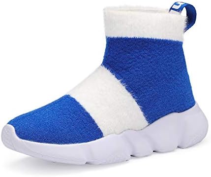 Casbeam Boys Walking Shoes Kids Fashionable Stripes Sock Sneakers - Mesh Slip on Casual Shoes for Girls Comfortable Shoes Blue Size 9.5
