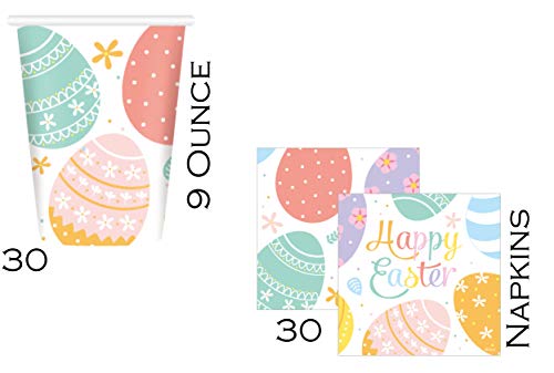 Serve 30 | Artigos de festa de decorações felizes | Pratos de jantar de 23 cm | Pratos de sobremesa