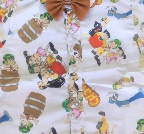 Chaves Kit Roupa Conjunto Infantil Menino 4 Peças Camisa Gravata Bermuda e Suspensório Aniversário M