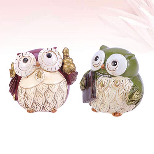 BESPORTBLE 1 par de enfeites de coruja de resina Casal decoração de animais enfeites de mesa present