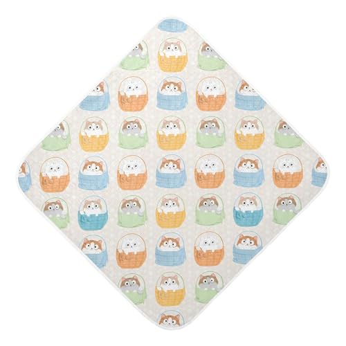 Msyxl Basket Cats Hooded Towel - Ultra Soft & Absorbent Muslin Cotton Bath Towel for Babies, Toddlers, Newborn - Boys & Girls Essential 35