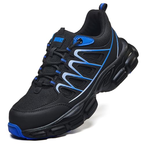 Image of Hogent Steel Toe Shoes for Women Men Wide Non Slip Work Sneakers Indestructible Shoes Lightweight Breathable Construction Sneakers Puncture Proof Ergonomic Design