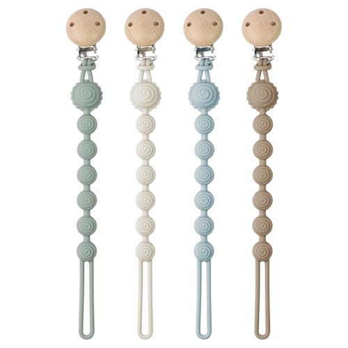 4er-Pack Schnullerkette Silikon Für Mädchen Junge, Nuckelkette 2-in-1