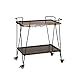 Produktbild ChangDe Vier Räder Tragbarer Werkzeugaufbewahrung Warenkorb Regal doppel Holz schmiedeeisen Mobile bequem große kapazität küche Restaurant Tee Rack schwarz 75X45X85cm Mehrzweckwagen (Color : B)