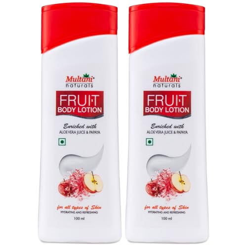 Image of Multani Natural Fruit Body Lotion (Pack of 2 (100ml each) | Nurturing & Hydrating | Quick Absorbing & Non Sticky Moisturizer for Face, Hands & Body | For Soft & Glowing Skin