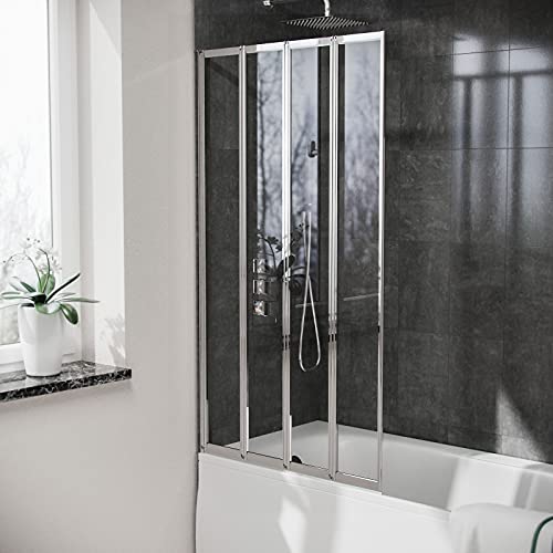 NesHome 800 x 1400 mm 4 Fold Door Bath Shower Screen Chrome Frame
