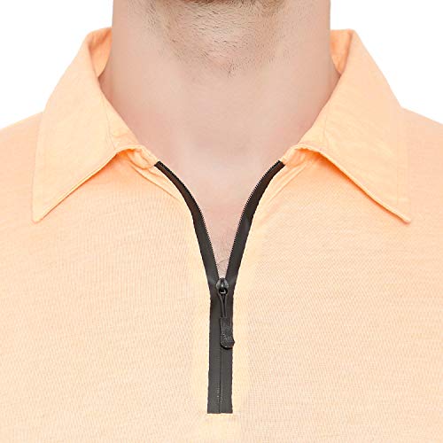 Image of Men's Cotton Blend Full Sleeve Zip Neck Polo T-Shirt (Pack of 1)