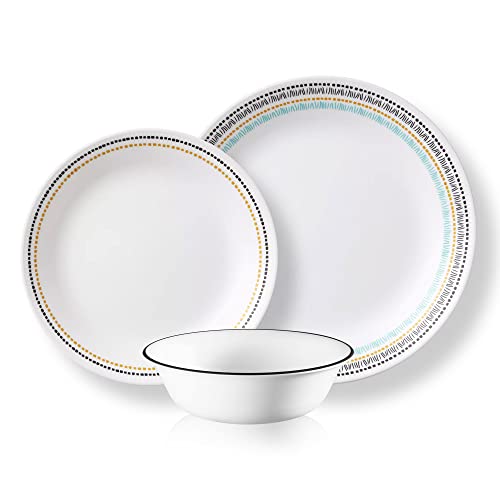Image of Corelle Vitrelle Glass Dinnerware Set, Chip & Crack Resistant Triple Layer Glass, 4-PC Dinner Plates, Paloma