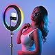 Herrfilk 13 Zoll Ringlicht mit Stativ, 1 Tablet-Clip und 2 Handyhalterungen, 3000-6000K,10 Helligkeiten, Musik modi, 100 RGB-Lichtmodi, LED Ringleuchte für Selfie,Tik Tok Vlog,YouTube, Facebook Video