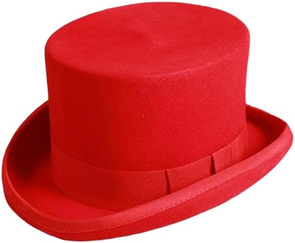 Wool Flat Top Hat For Adults Vintage Fedora Cap Gentleman Magician Dress Up Party Costume Accessory