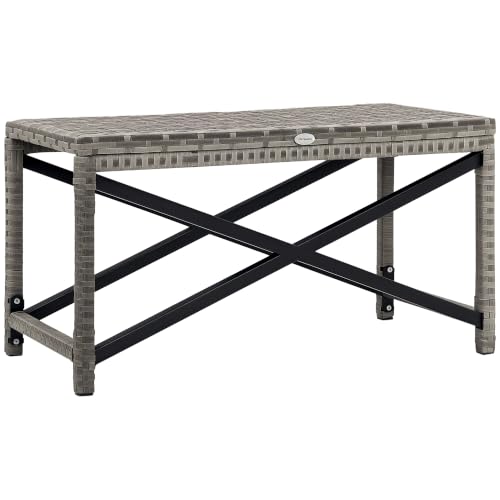 Outsunny Outdoor Coffee Table Garden Side Table X-Shaped Frame Mixed Grey