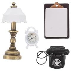 TOYANDONA Dollhouse Miniature Phone Lamp Book Alarm Clock LED Miniature Lighting for Dolls House