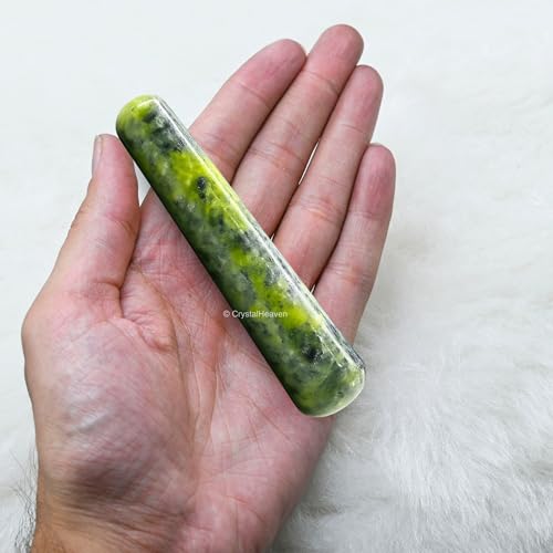 Image of Green Jade Crystal Wand - Smooth Crystal Wand for Energy Healing, Chakra Balancing, Meditation and Home Decor - Crystals and Healing Stones for Gift