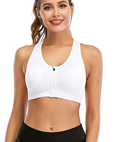 FXTYK Zip Front Sport-BH Post Surgery BH YogaWorkout Fitness Activewear Racerback gepolsterte BHS für Frauen