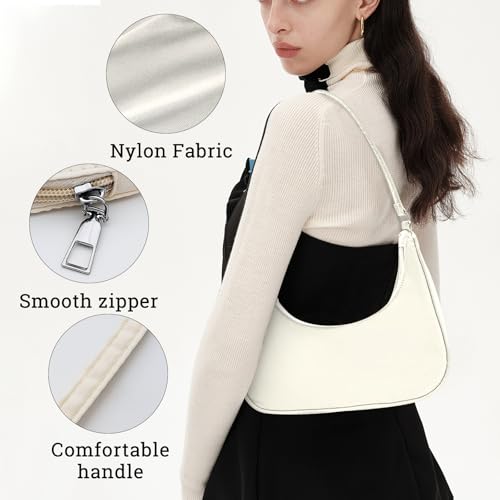 Women Shoulder Bag, Nylon Dumpling Bag with Zipper Mini Purse for women, Fashionable Shoulder Bags for Shopping, Dating, and Traveling(Black)4