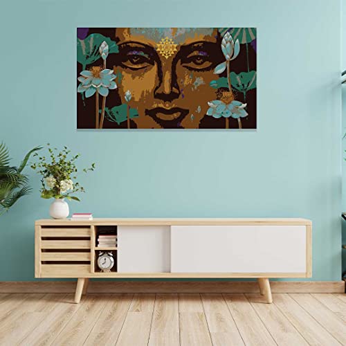 Image of RANGOLI 100% Cotton Stretched Canvas Painting 400 GSM, Framed Ancient Shree Murti Canvas Abstract Wall Art for Living Room, 3D Paintings for Wall Decor (12 x 18 Inch With Frame)
