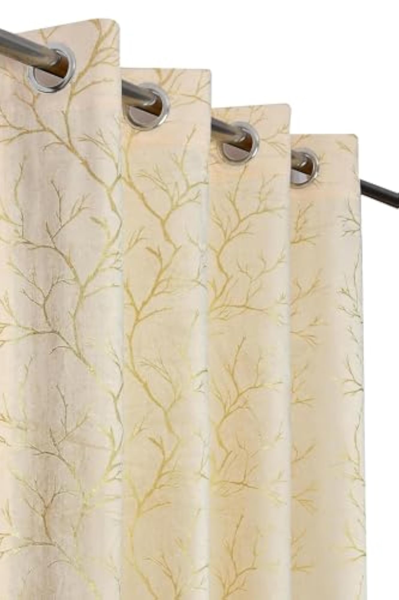 Velvet Curtains with Gold Branch Pattern