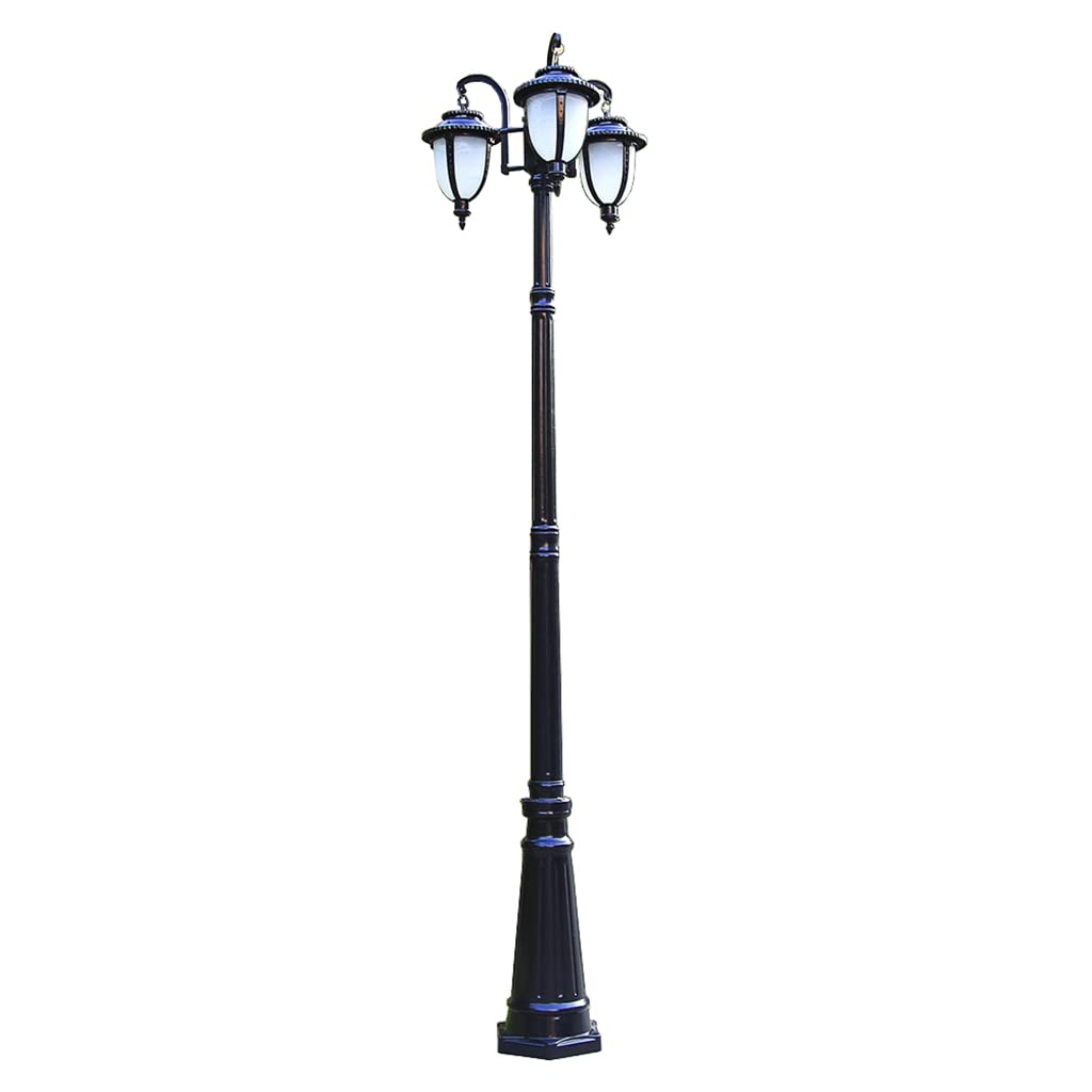 GTHTUHFD Lamp Post Lights Outdoor, 290Cm Outdoor Triple-Head Classic Light, Garden Pole Street Light,Thick Aluminum Lamp Body, White Glass Lampshade,Vintage Fo,A-230cm